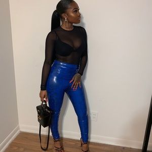 Blue Vinyl snakeskin pants